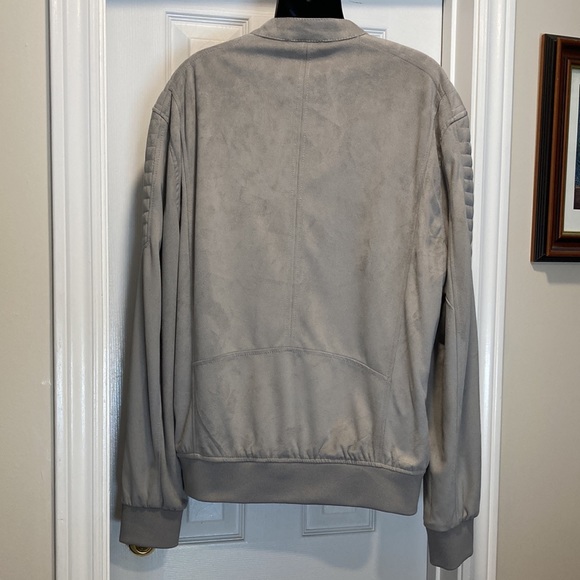 NWOT - Mens River Island Textured Silver Grey Zippered Bomber Jacket - Sz XL* - Picture 8 of 16